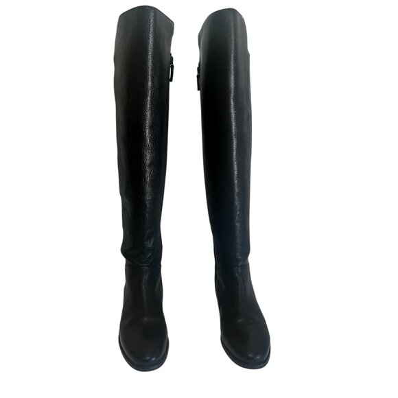 Cole Haan Dutchess Tall Leather Over-The-Knee Black Biker Riding Boots Size 7 - Picture 6 of 14